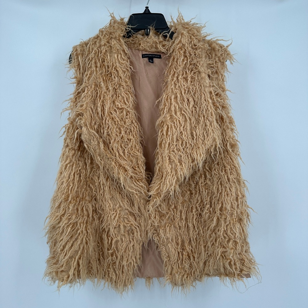 Womens Shaggy Boho Faux Fur Vest Size XL Festival Indie Retro Textured Statement
